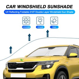 KUST - Parasol de parabrisas de ajuste personalizado para 2021-2023, 2024, 2025, Kia Seltos, protector de visera plegable para ventana, bloquea los rayos UV y mantiene tu coche fresco