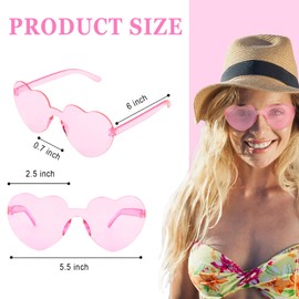 Uintoon Heart Sunglasses 12 Pairs Pink Heart Shaped Sunglasses for Women Girls Funny Party Glasses Bachelorette Party Favors Pink Accessories for Women Birthday Decorations