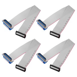 MECCANIXITY 4 Pcs IDC Flat Ribbon Cable, 2.54mm Pitch 31mm Width 30cm Long 26 Pin Male DB25 to FC-26 Flat Ribbon Connector with Fixed Screws Jumper Wire for PC, LED Displays