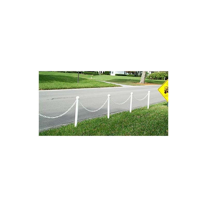 Mr. Chain Plastic Barrier Chain, White, 1.5-Inch Link Diameter, 25-Foot
