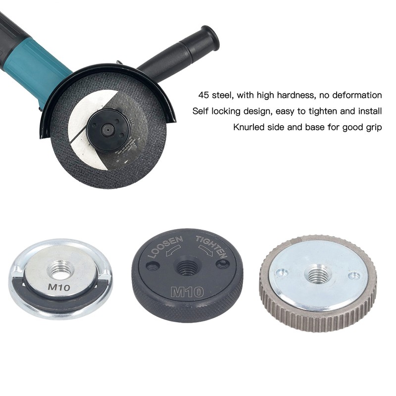 3PCS M10 Angle Grinder Flange Nut Self Locking Pressure Plate