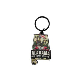 Westmon Works Alabama Keychain Souvenir with State Map and Flag Images Acrylic Key Chain