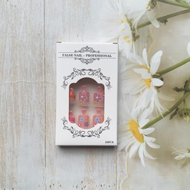 24PCS French Tip Toe Nail Press ons, Colorful Flowers Full Cover False Toenails with Designs Short Square Fake Toenails Cute Daisy Acrylic Toenails Colored Nail Tips Summer Stick on Toenails for Women