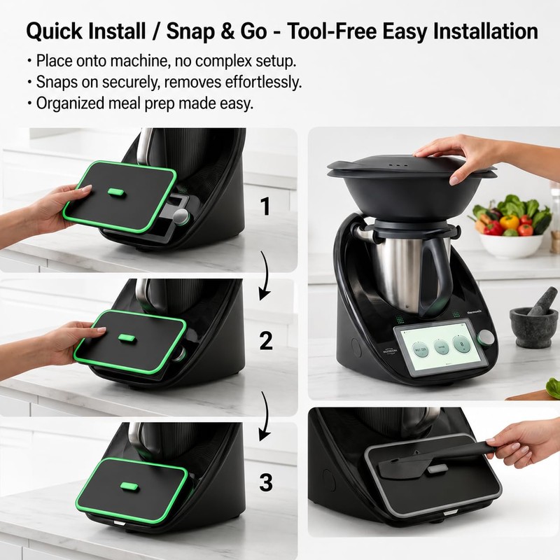 Display Cover and Scraper Holder for Thermomix TM7, Protects Screen