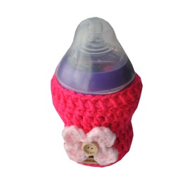 Bright Pink Baby Bottle Cosy Sleeve Pouch Holder Durable Gift For Baby