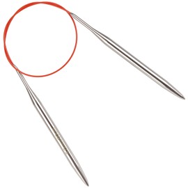 Reessy 8mm Circular Knitting Needles 60 cm Long, Stainless Steel Round Knitting Needle with Flexible Cable, Round Needles with Size Marked, Fixed Circular Knitting Pins for Knit Project