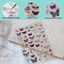 CESTSIREN Vintage Butterfly Nail Art Stickers, Coquette Decals, Self-Adhesive Accessories for Women, Aesthetic Supplies for Nail Design