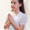 Eaciy First Communion Gifts for Girls - 14K Whited Gold