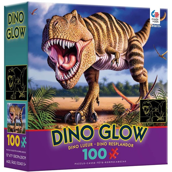 Ceaco Dino Glow in The Dark TRex Puzzle (100 Piece)