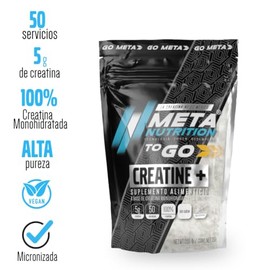 Meta Nutrition Creatina Monohidratada Micronizada Pura. 250gr, 50 Porciones. 100% creatina libre de rellenos, Sin Sabor, Pre-workout.