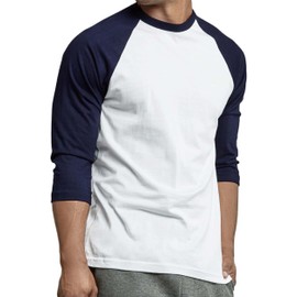 Men's Raglan Baseball Tee Shirt - Casual T-Shirts,01,2XL,Navy/Wht