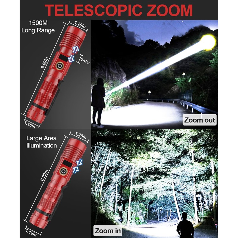 Rechargeable Flashlight High Lumens- Super Bright Magnetic Flash Light with