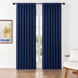 Joydeco Blackout Curtains 84 Inch Length 2 Panels Set, Black Out Curtains 84 Inch Long for Bedroom, Room Darkening Curtains & Drapes for Living Room Window (W52 x L84 Inch, Navy Blue)