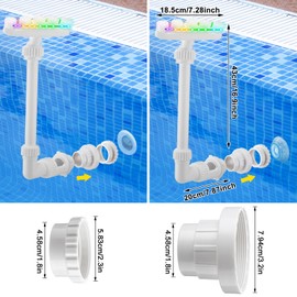 Reallnaive 2025 Solar Pool Fountain for Above and Inground LED 360° Adjustable Fountain for Swimming Pool Sprayer Waterfall Sprinkler with 7 Color LED Light Fun Waterfall Sprayer for Above Inground