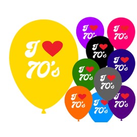 I Love 70's Party 12" Latex Balloons Decorations for Birthday Parties - Suitable for Air or Helium 10 pack