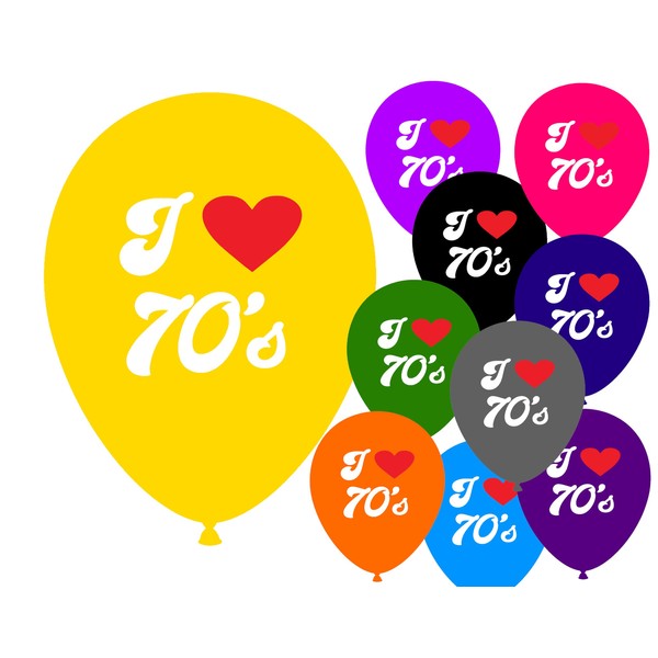 I Love 70's Party 12" Latex Balloons Decorations for Birthday
