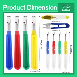 Fidqiog 10 Pcs Seam Ripper Kit, Stitch Ripper for Sewing Supplies, Thread Cutter Tools for sewing accessories, 8 Pcs Seam Rippers Sewing and 2 Trimming Scissors for Sewing Crafting (Kit)