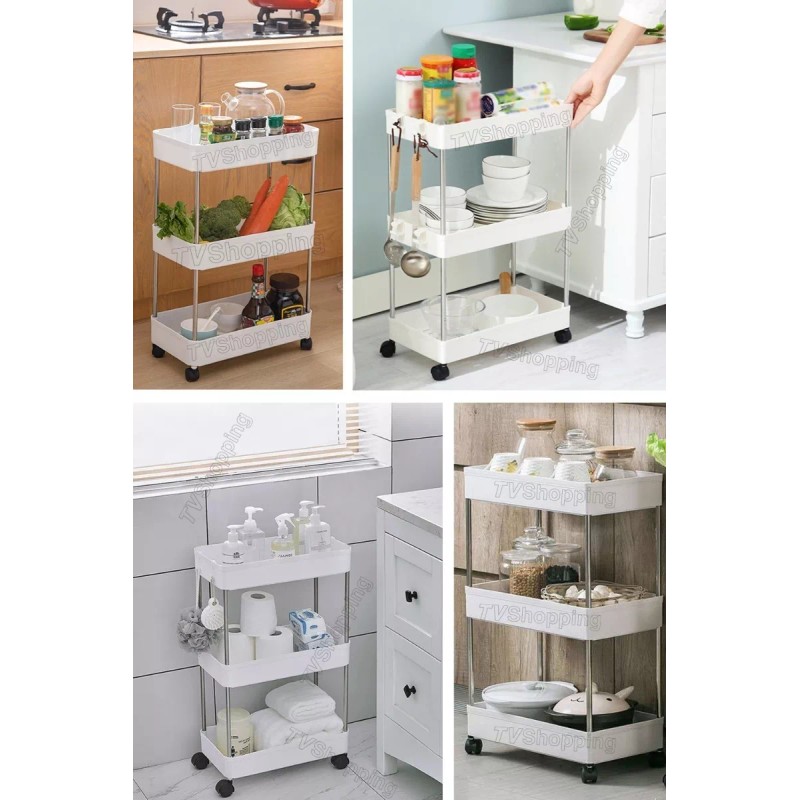 TvShopping Carrito Delgado Organizador Multiuso De Plastico P/ Hogar Cd