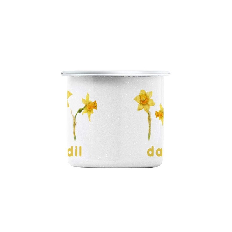 Fabulous Emaillierter Metallbecher 284ml Narzisse Blumen Minimalistisch Schick Garten Liebe