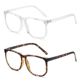 TIGA VINTA TR90 Oversized Blue Light Blocking Glasses Men Women Ultralight Nerd Square Computer Games Black Large Eyewear