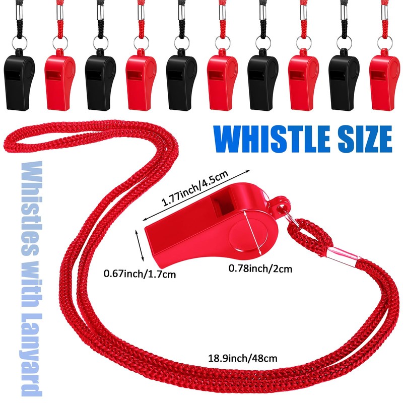 Flutesan 48 Pcs 48 Pcs Plastic Whistles Bulk with Lanyard