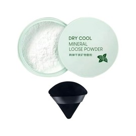 Polvo Mineral Suelto No-Sebum Control de Aceite con Extracto de Menta + Esponja Puff de Regalo | Fijador Ligero, Acabado Mate y Natural