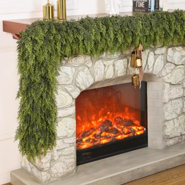 Real Touch Cedar Garland - Artificial Christmas Garlands Faux Green Cedar Fake Pine Needles Garland for Fireplace,Table, Stairs, Mantle, Window,Indoor Outdoor,Home,Holiday Decor(1 PCS,5 FT)