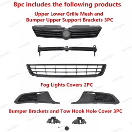 Unbranded 8PC For Jetta 2011-2014 Front Grille Mesh Bumper Retainer Support Brackets Kit