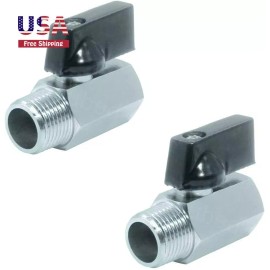sashow 3/8" Brass Mini Ball Valve NPT Female x Male Shut-Off Valve (Pack of 2)