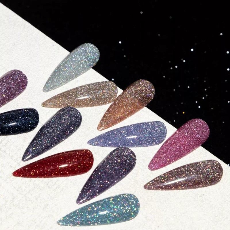 SHINETOUE Esmalte Uñas Gel Diamante Reflectante Brillante Purpurina