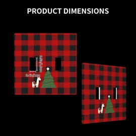 Moslion Llama Red Black Plaid Duplex 2-Gang Switch Covers Christmas Green Mistletoe Tree Alpaca Buffalo Check Double Toggle Wall Plate Outlet Covers Light Plug for Kitchen Home, LIGHTING-01