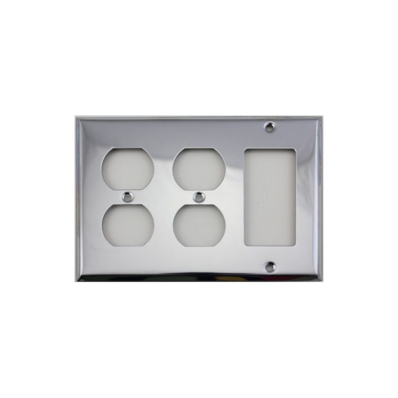 Polished Chrome 3 Gang Cover Switch Plate - 2 Duplex
