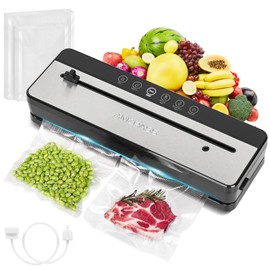 Vacuum Sealer Machine, Amzpass Vacuum Sealer for Food Storage with 20 Vacuum Bags, Multi-Functional Food Sealer Vacuum Sealers, Built-in Cutter Vacuum Sealers, External VAC for Jars & Containers