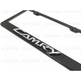 License Plate Frame 1pc 3D CAMRYEmblem Badge BLACK Stainless Metal License Plate Frame Holder (New)