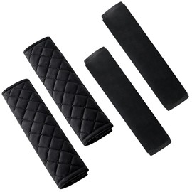 4PCS Soft Plush Seat Belt Pads, Black Checkered & Velvet Seatbelt Covers, Comfortable Shoulder Guard Seat Belt Covers for Cars, SUVs, Trucks, Travel (Black)
