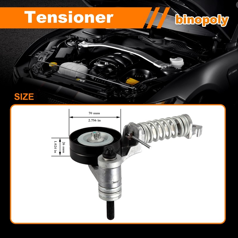 binopoly 38344 Drive Belt Tensioner Assembly With Pulley For 2011-2021