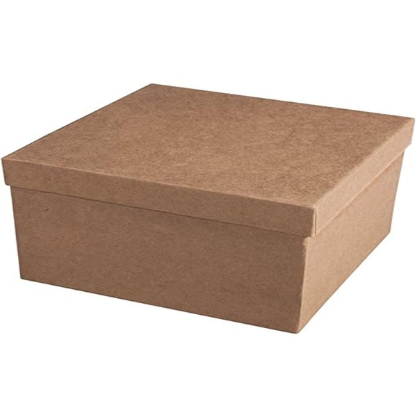 RAYHER HOBBY Rayher Papier-Mâché Box, Square, 15.5 x 15.5 x 10.5 cm, Box with Lid, FSC Certified, for Designing and Decorating, 71754000