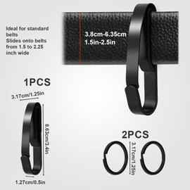 KINBOM Tactical Key Holders for Duty Belt and 2pcs Key Rings, Stainless Steel Tactical Stealth Key Ring Holder Clip for Police and Fire agencies Men for 1.5-1.85inch Wide Duty Belts (Black)