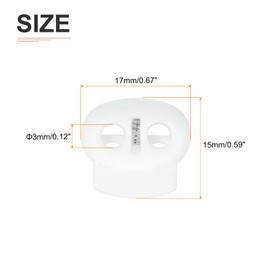 DTGN 3mm Dia Plastic Cord Locks - 10Pack - Good for Drawstrings Backpacks Shoelaces Clothing - Two Hole Spring Cord Lock End Stopper - White