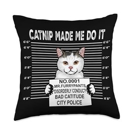 Catnip Made Me Do It Funny American Wirehair Cat Lover Throw Pillow