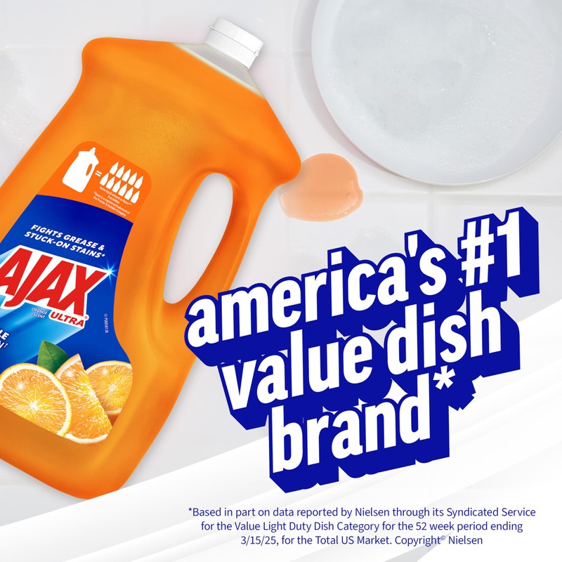 Ajax Ultra Liquid Dish Soap Orange Scent, Triple Action, 90