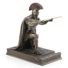 Veronese Design 7 1/8" Tall Roman Centurion Commander Kneeling Letter Opener Pen Holder Cold Cast Resin Antique Statue Bronze Finish Sculpture