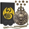 Mini DND Dice Set, with Steampunk Warlock Skull Pocket Watch