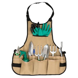 Pelle & Sol Oxford Cloth Garden Apron with Adjustable Garden Tools Belt and 14 Multifunction Pocket - Waterproof, Wear-Resistant Aprons for Men Women Woodworking, Gardening, Kitchen Apron
