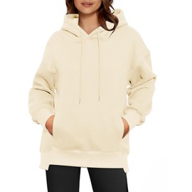 Glamaker Women's Hoodies Oversized Fall Fleece Sweatshirt Fashion Long Sleeve Pullover Trendy Outfits With Pocket (Apricot,Large)