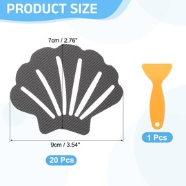 sourcing map 12Pcs Non-Slip Bathtub Stickers, 9x7 cm Shell Shape Shower Floor Non Slip Stickers with Scraper for Bathroom Shower Stairs Ladders, Gray