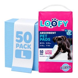 Loofy Puppy Pads 24x24, 50 Count Dog Pee Pads, Leak-Proof Training Pads