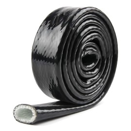 YSIL 1/4"(6mm) ID Heat Shielded Fire Thermo Armor Fire Sleeve Silicone Coated Fiberglass Heat Protection for Automotive Hose Cable Lines & Electrical Wiring Black 3.3 Feet