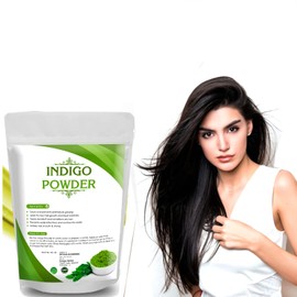 Organic Indigo Powder (Indigofera Tinctoria) with Color Recipe Book and an Applicator Brush Kit (100g) - Black