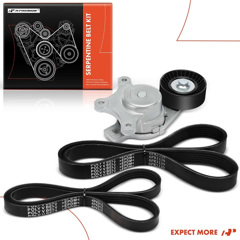 A-Premium Engine Serpentine Belt Drive Kit with Tensioner Compatible with